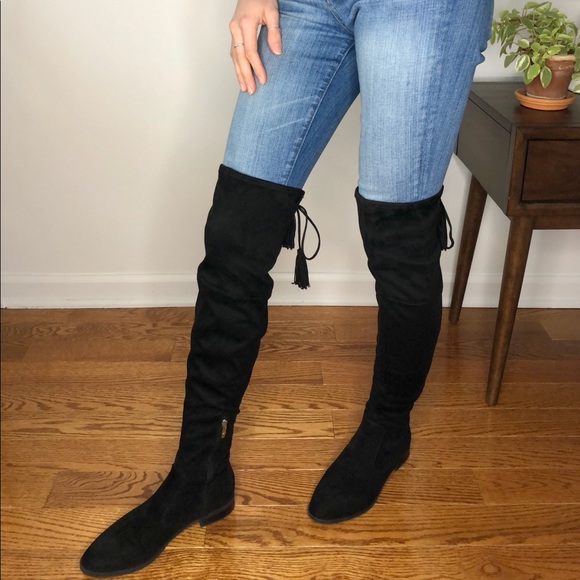 Marc Fisher Over-The-Knee Suede Boots With Tassels - Picture 13 of 17